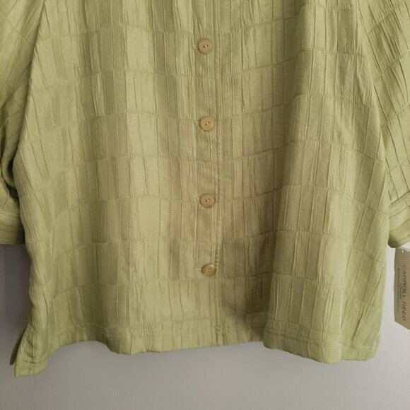 CARROLL REED Textured Crinkled Stitched Button Down Blazer Jacket Green Sz 22 W - Picture 4 of 12